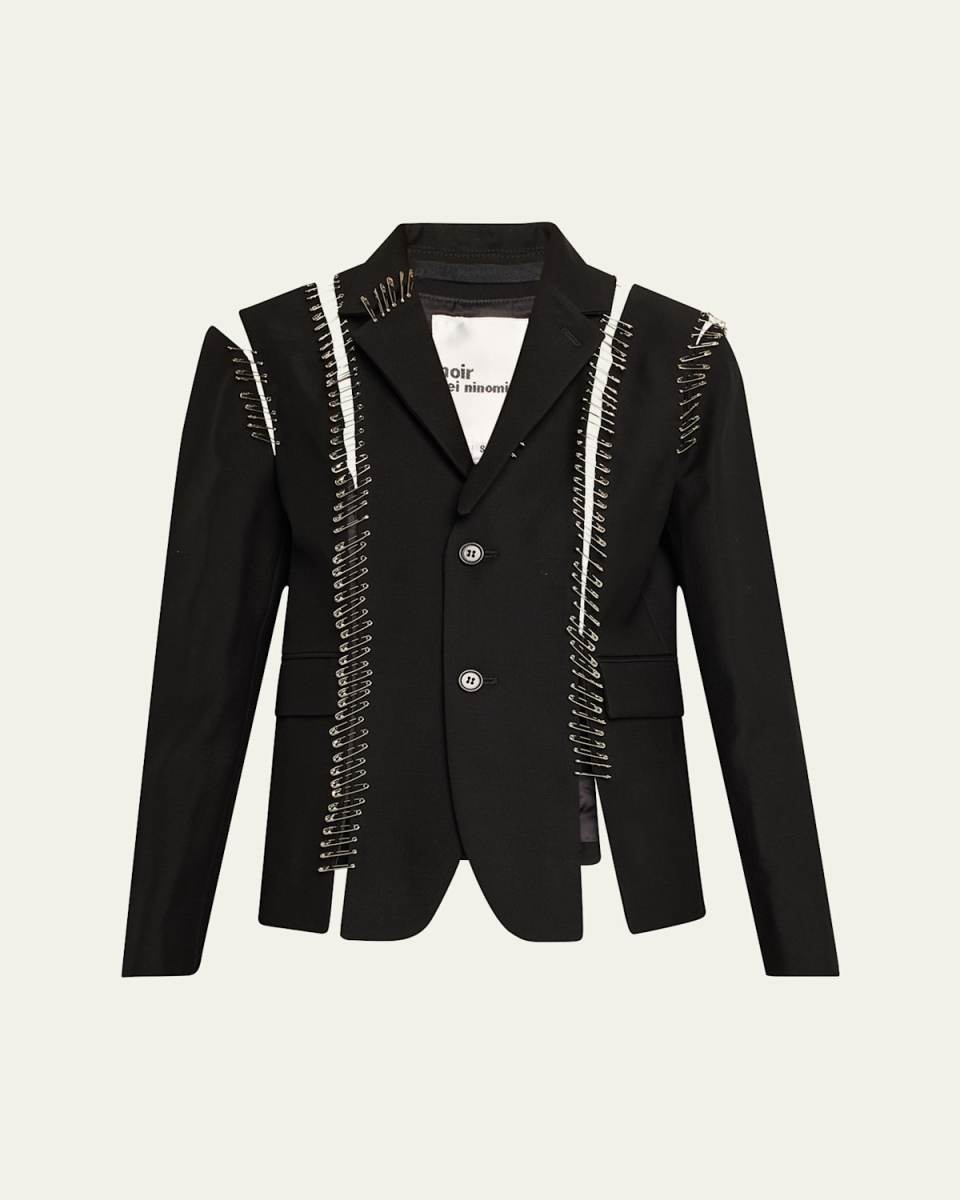 Safety Pin Cutout Wool Jacket